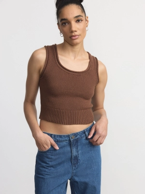 The Scoop Neck Sweater Vest in Chocolate Brown