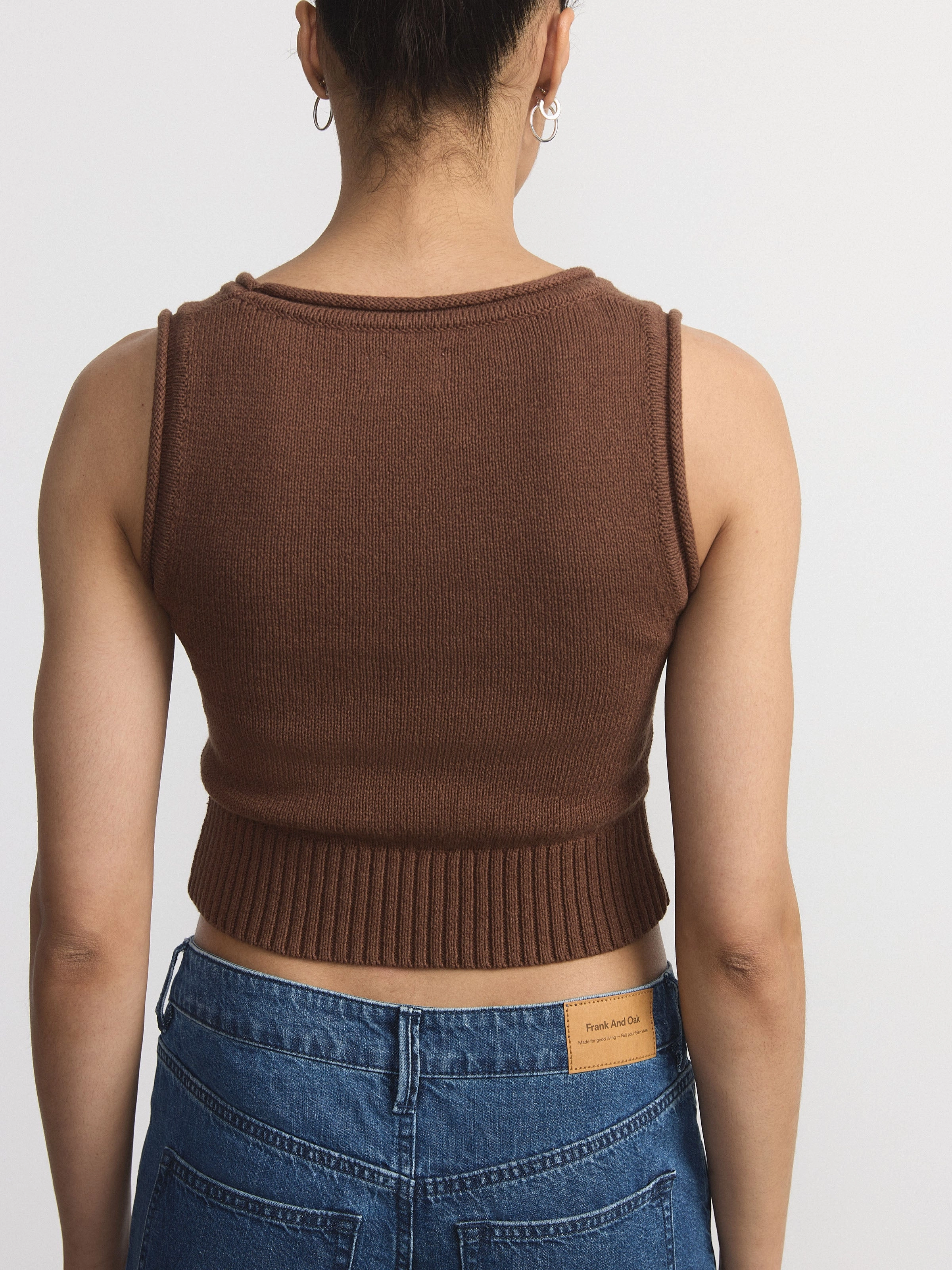 The Scoop Neck Sweater Vest in Chocolate Brown