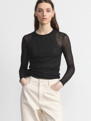 The Sheer Long Sleeve T-Shirt in Black