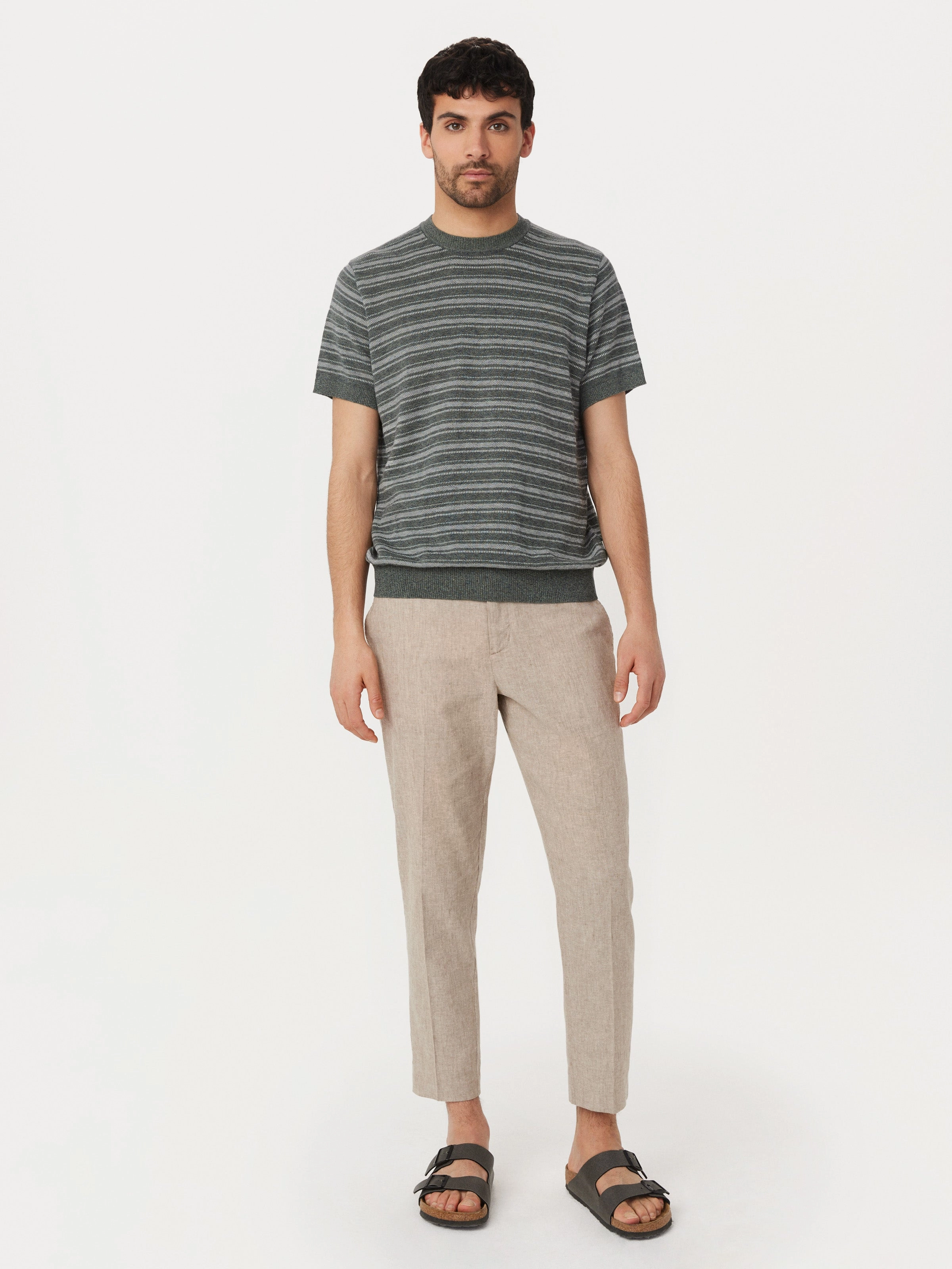 The Short Sleeve Linen Sweater in Green