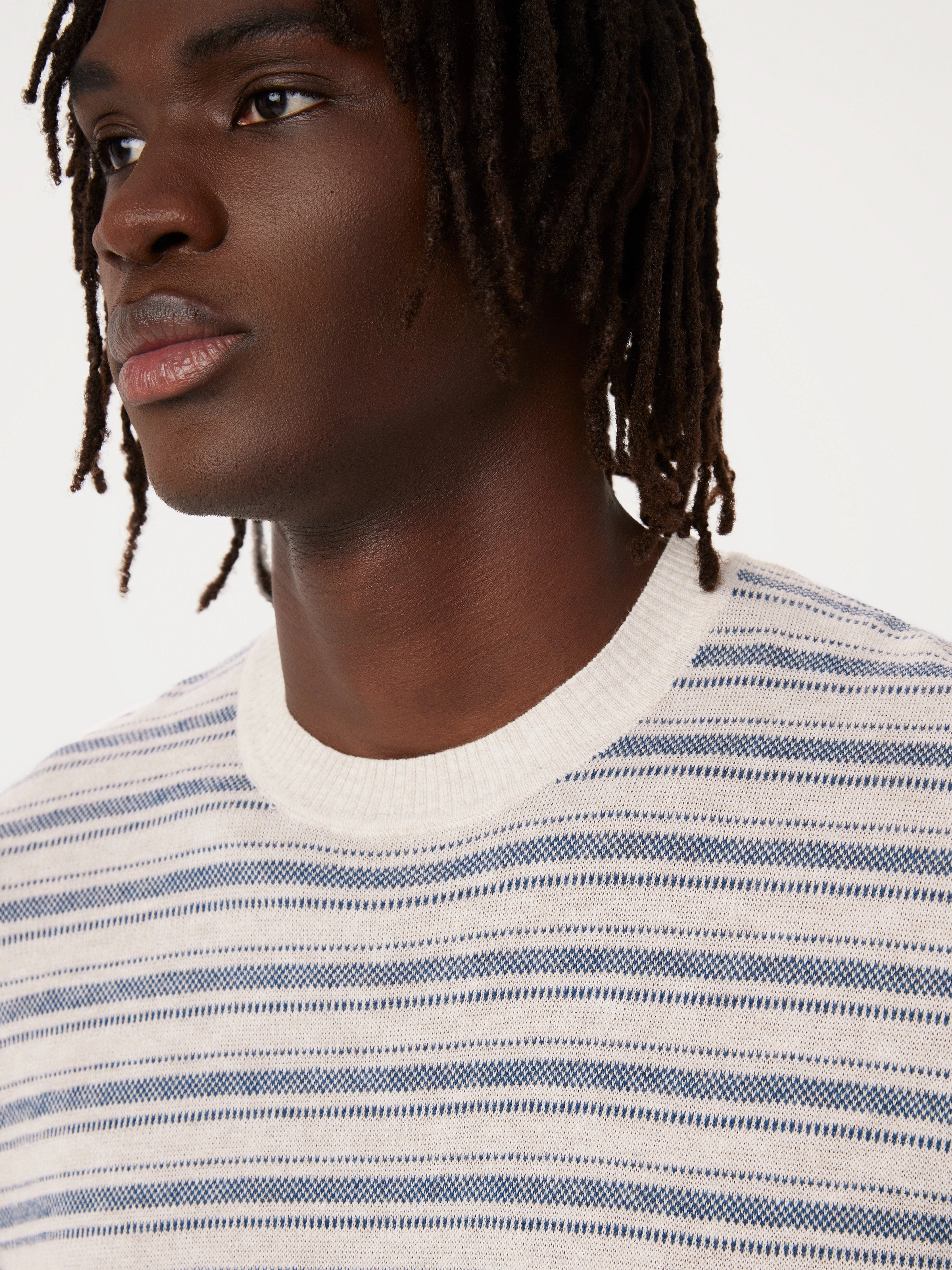 The Short Sleeve Linen Sweater in Light Beige