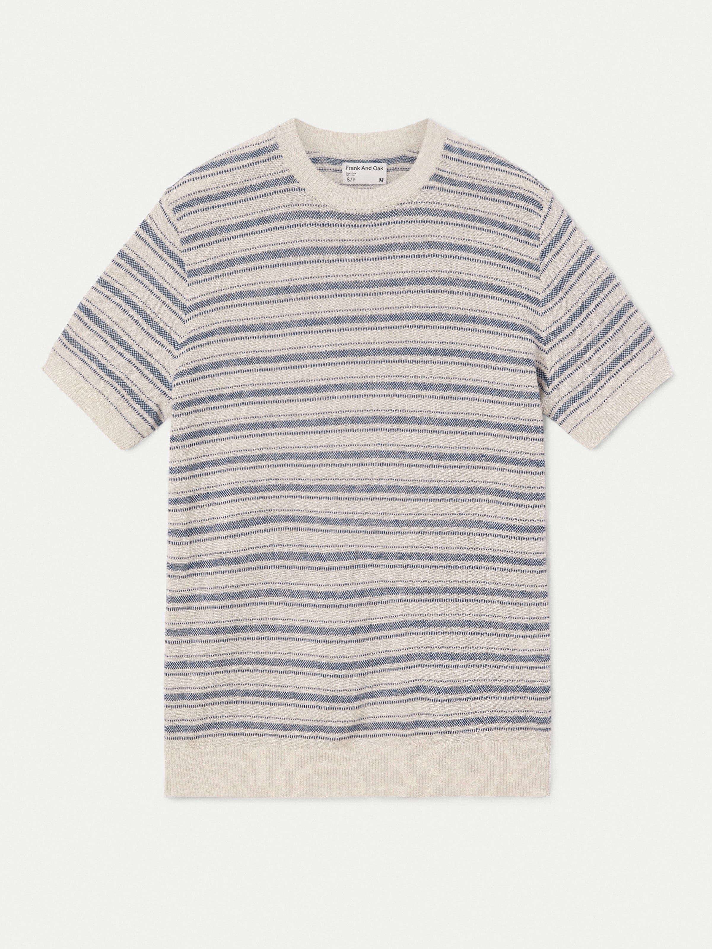 The Short Sleeve Linen Sweater in Light Beige