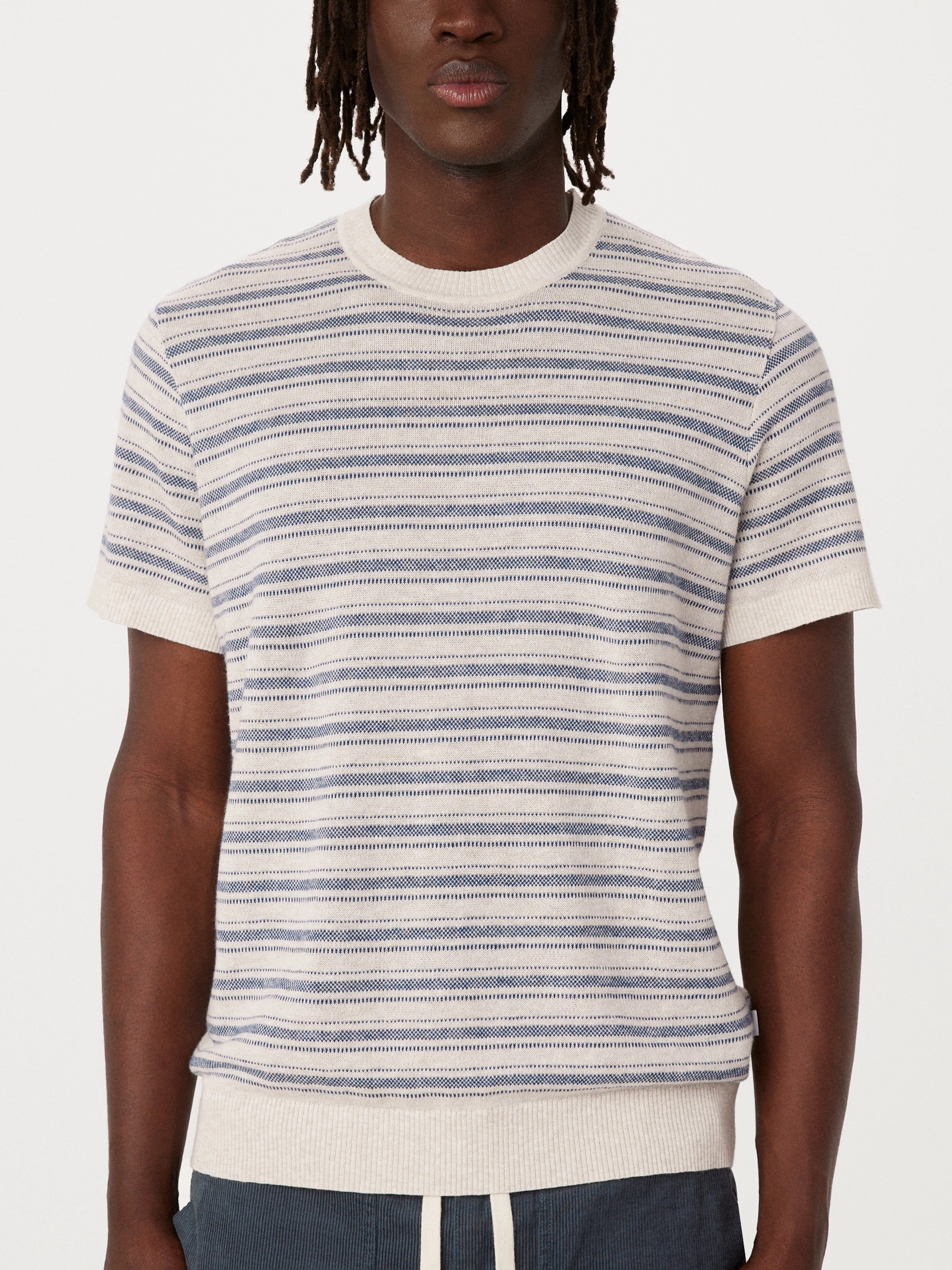 The Short Sleeve Linen Sweater in Light Beige