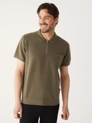 The Short Sleeve Polo Knit in Dark Khahi