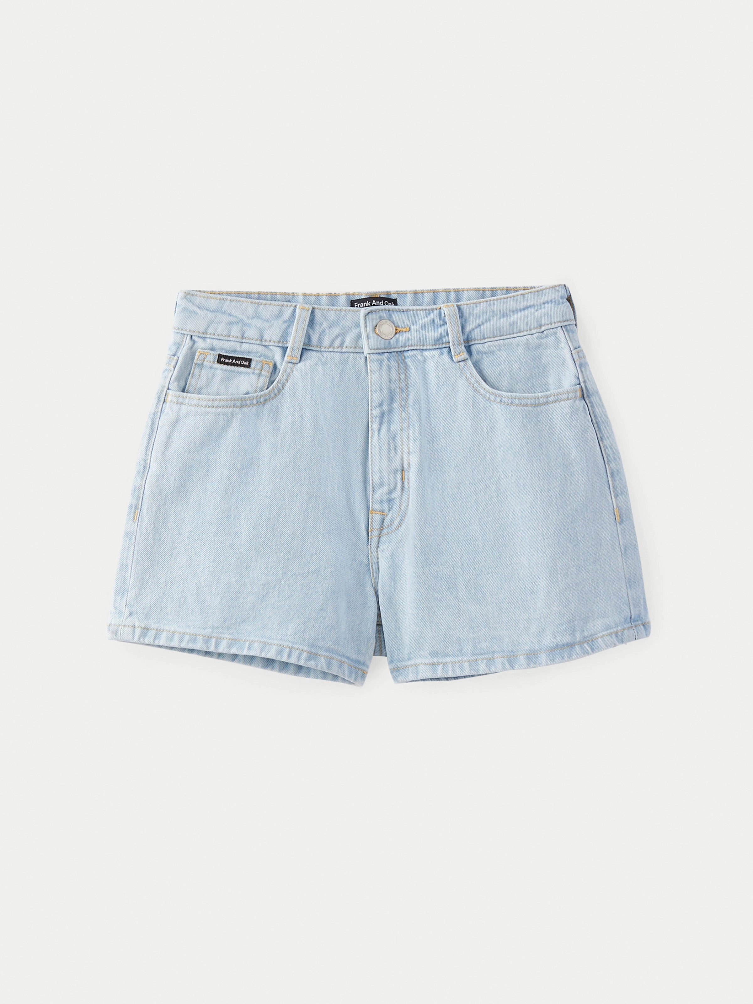The Stevie Tapered Denim Short in Bleached Blue