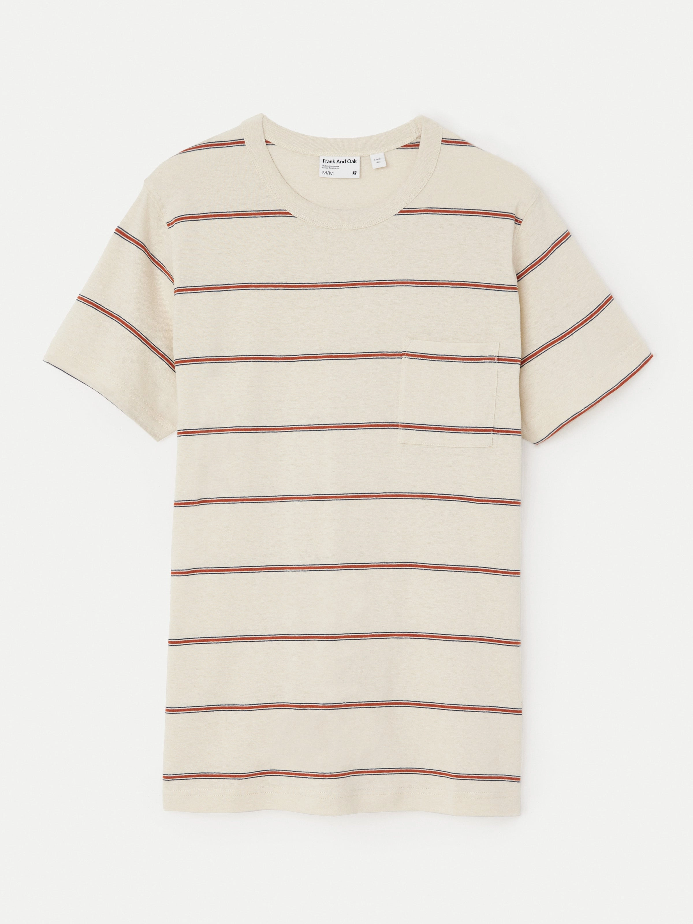 The Striped Slim Hemp T-Shirt in Oatmeal
