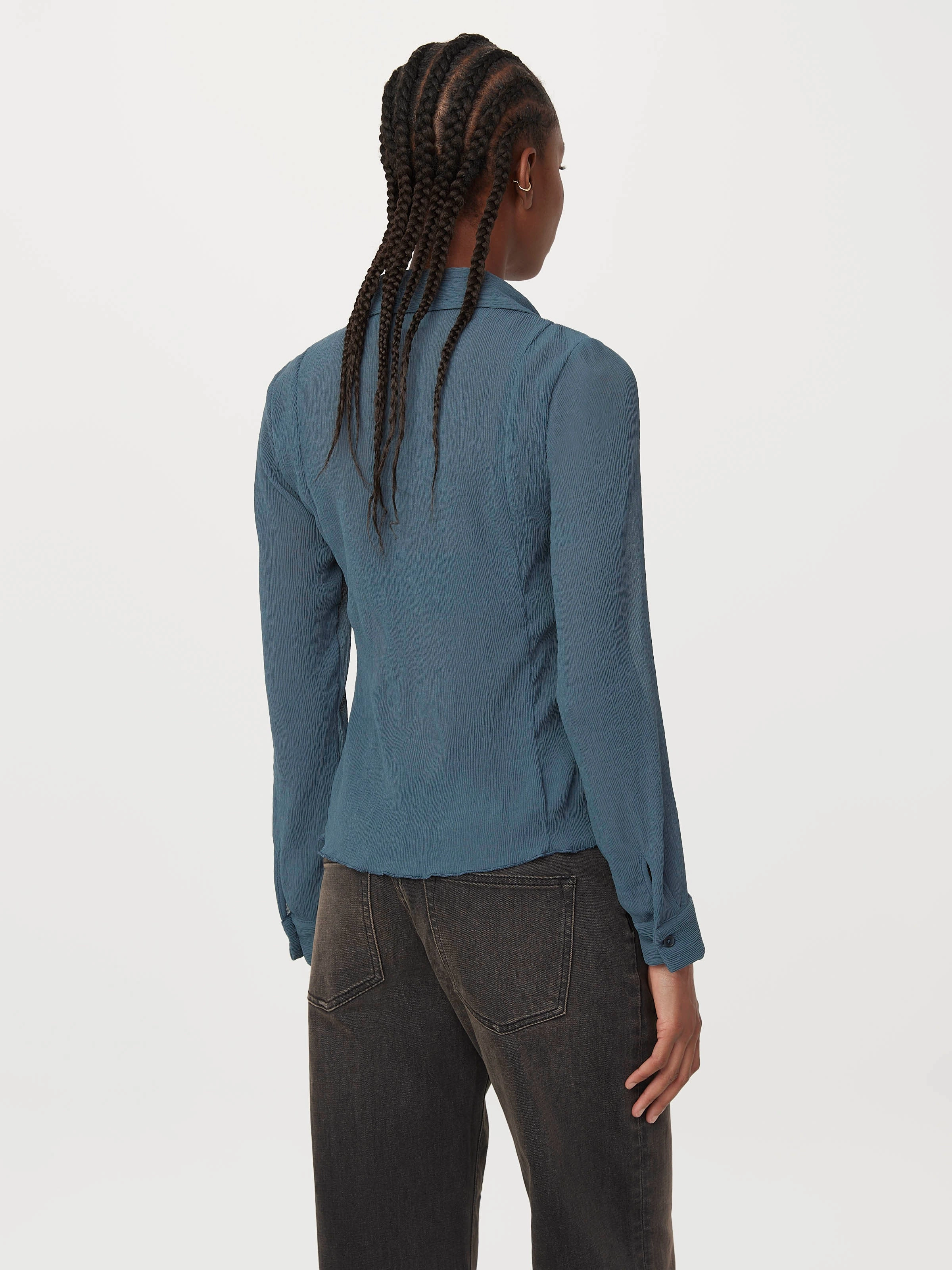 The Textured Sheer Blouse in Slate
