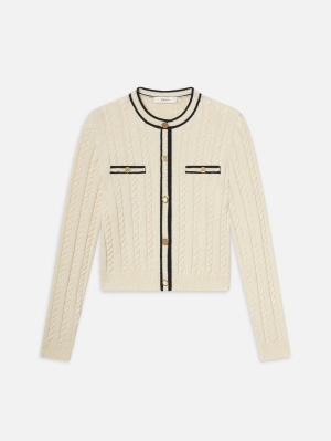 The Trimmed Cardi -- Cream Multi