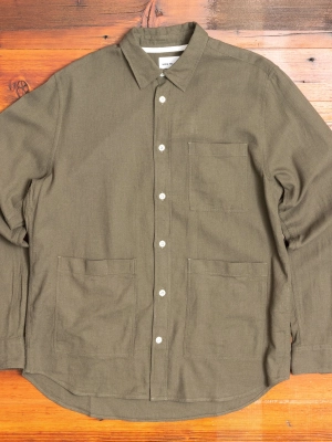 Thorsten Cotton Linen Shirt in Ivy Green