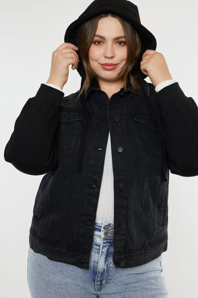 Tori Hooded Boyfriend Denim Jacket (Plus Size)