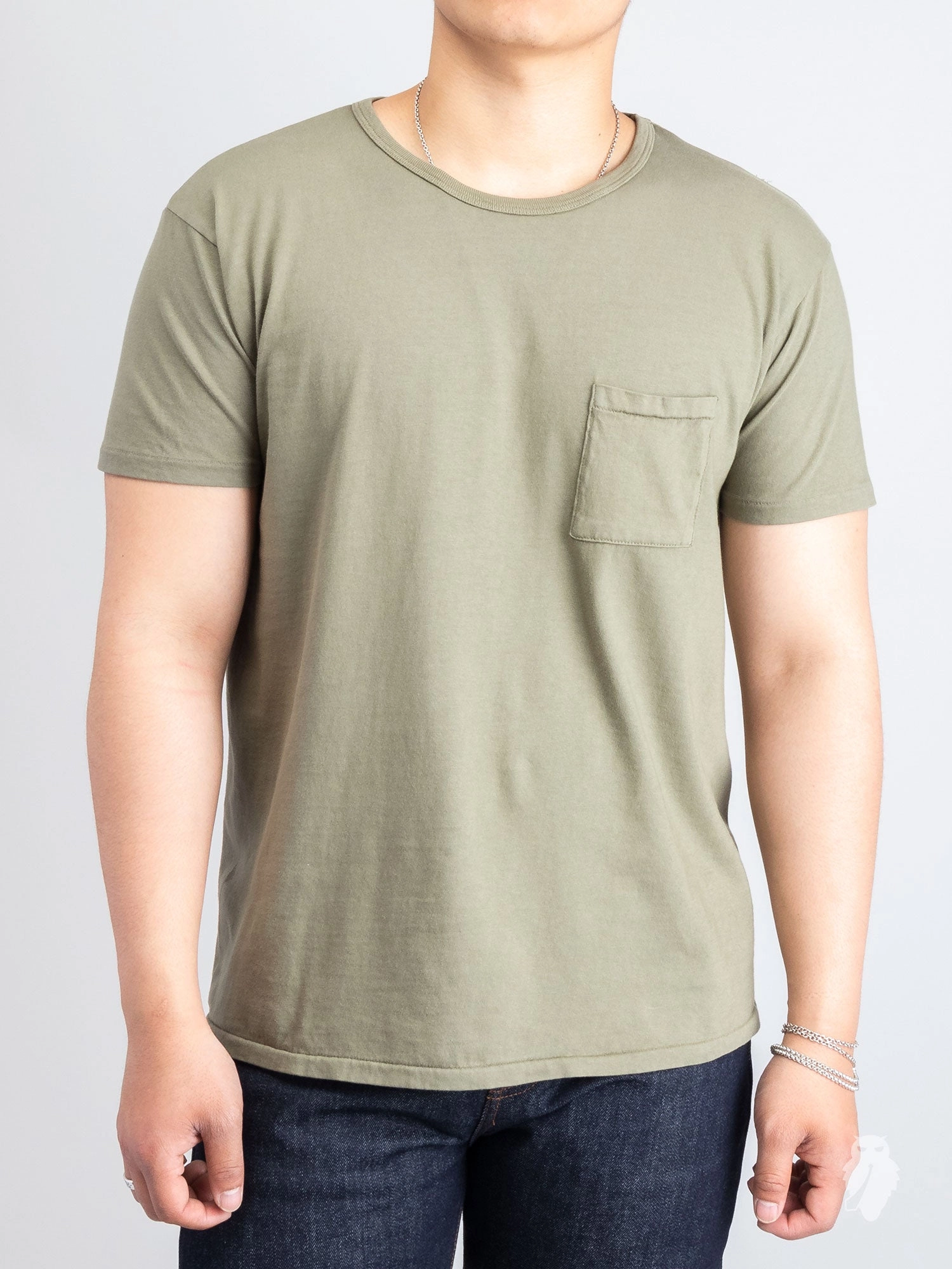 Tube Knit Pocket T-Shirt in Field Olive