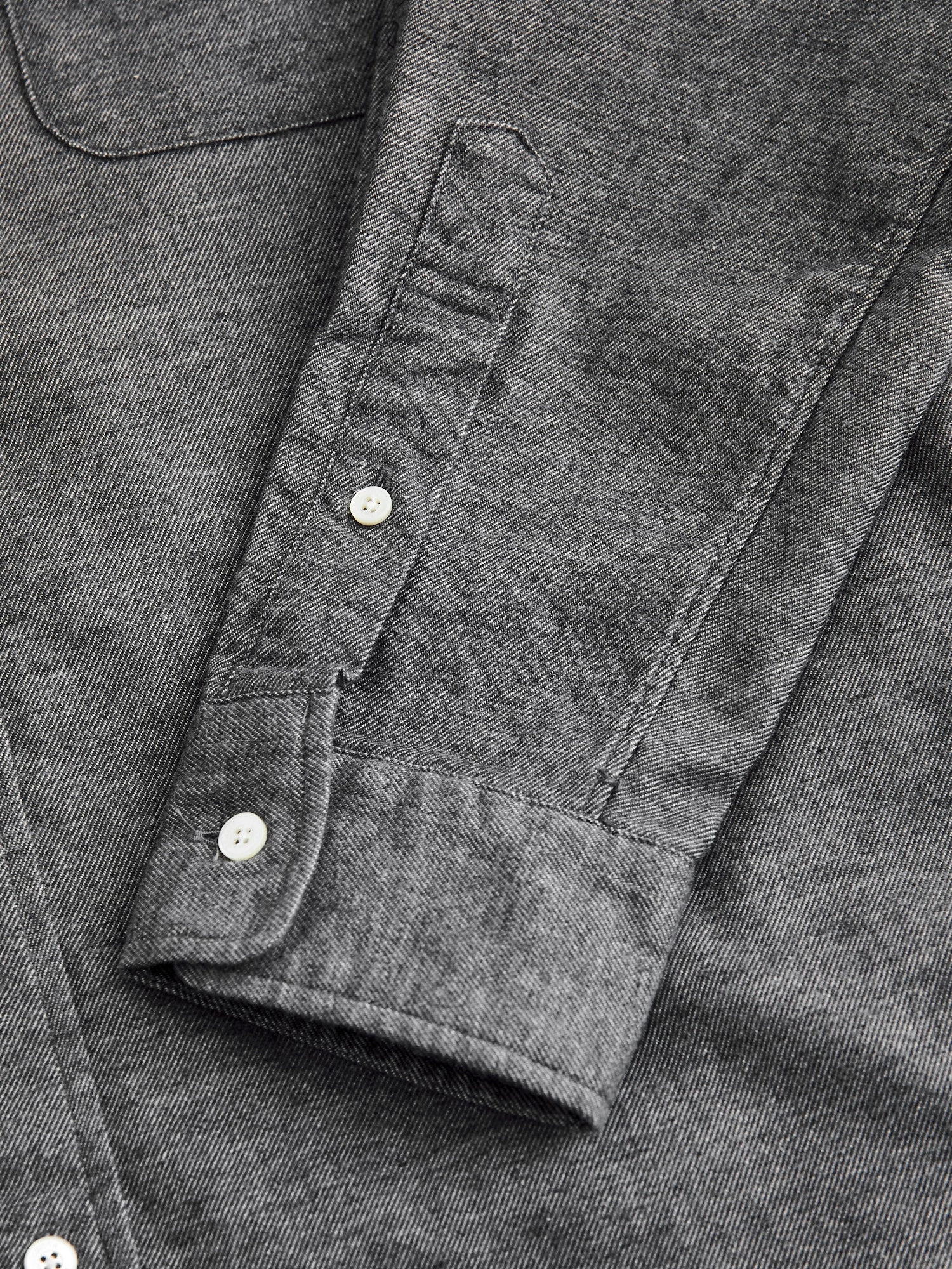 Twill Flannel Button-Down Shirt in Grey