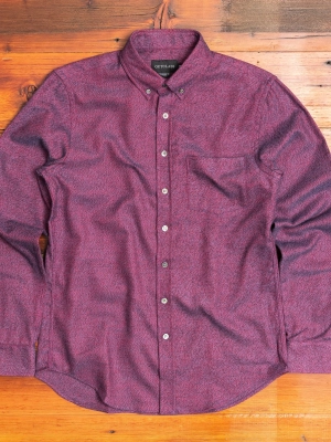 Twill Flannel Button-Down Shirt in Magenta