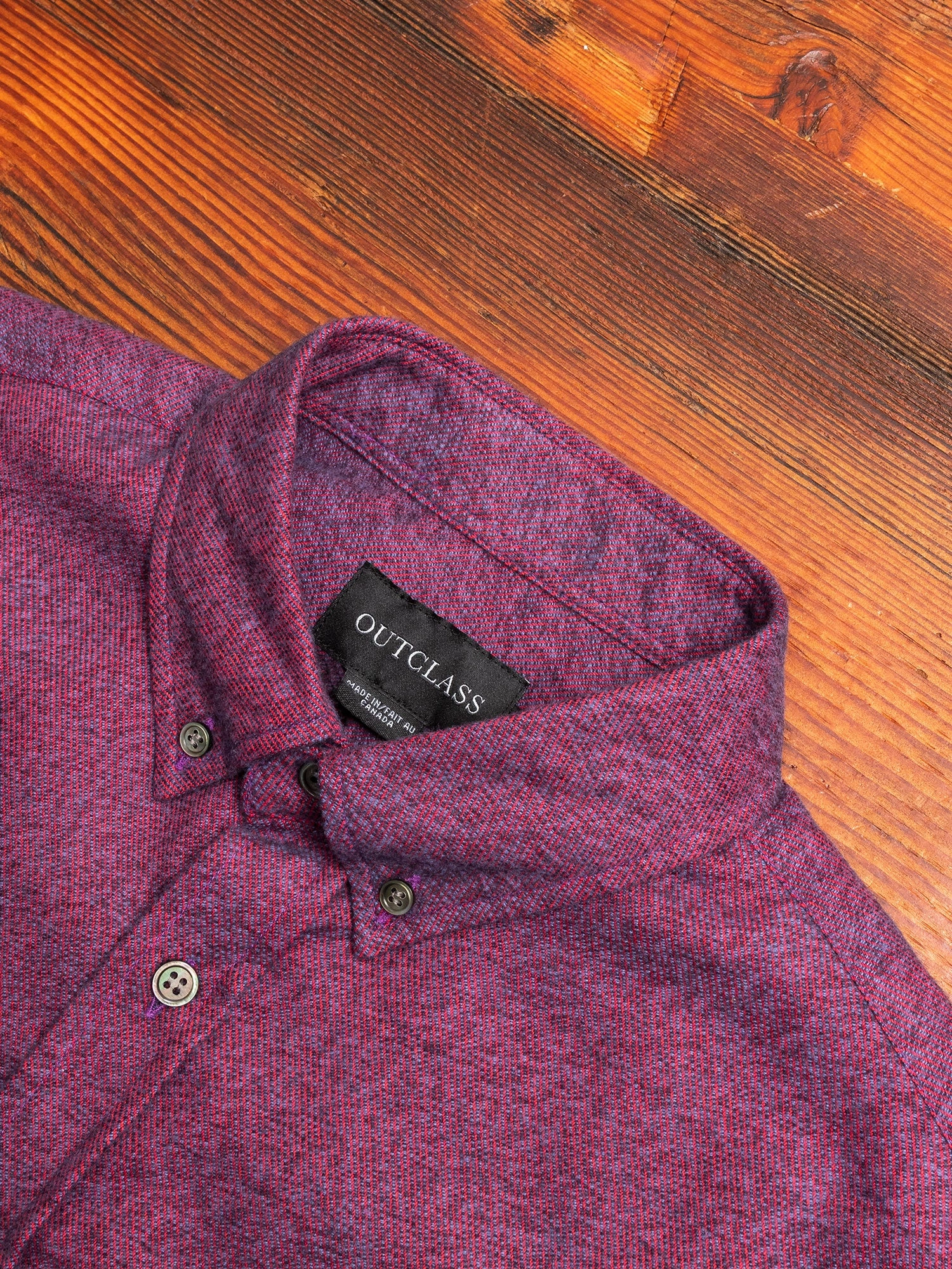 Twill Flannel Button-Down Shirt in Magenta