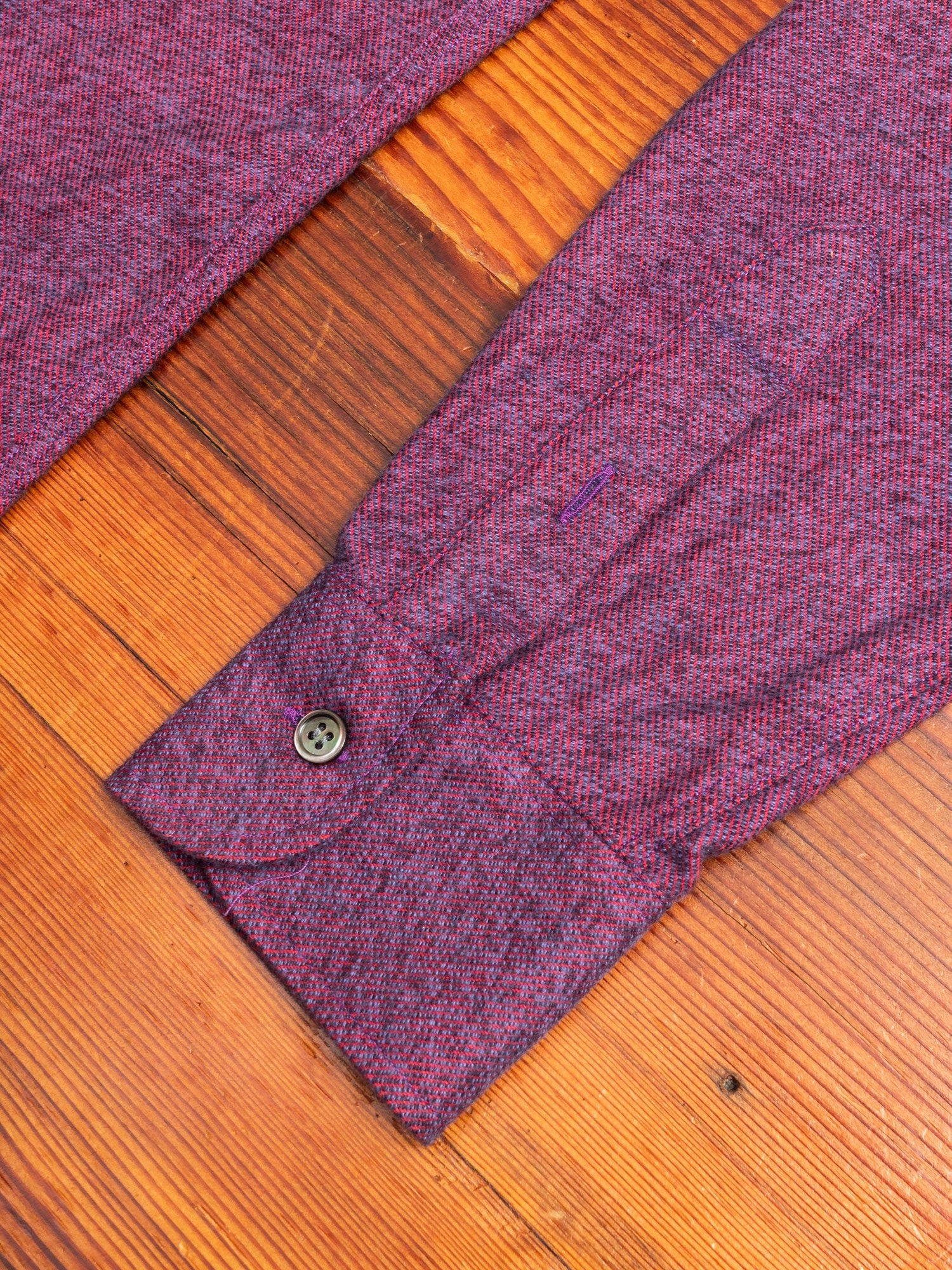 Twill Flannel Button-Down Shirt in Magenta