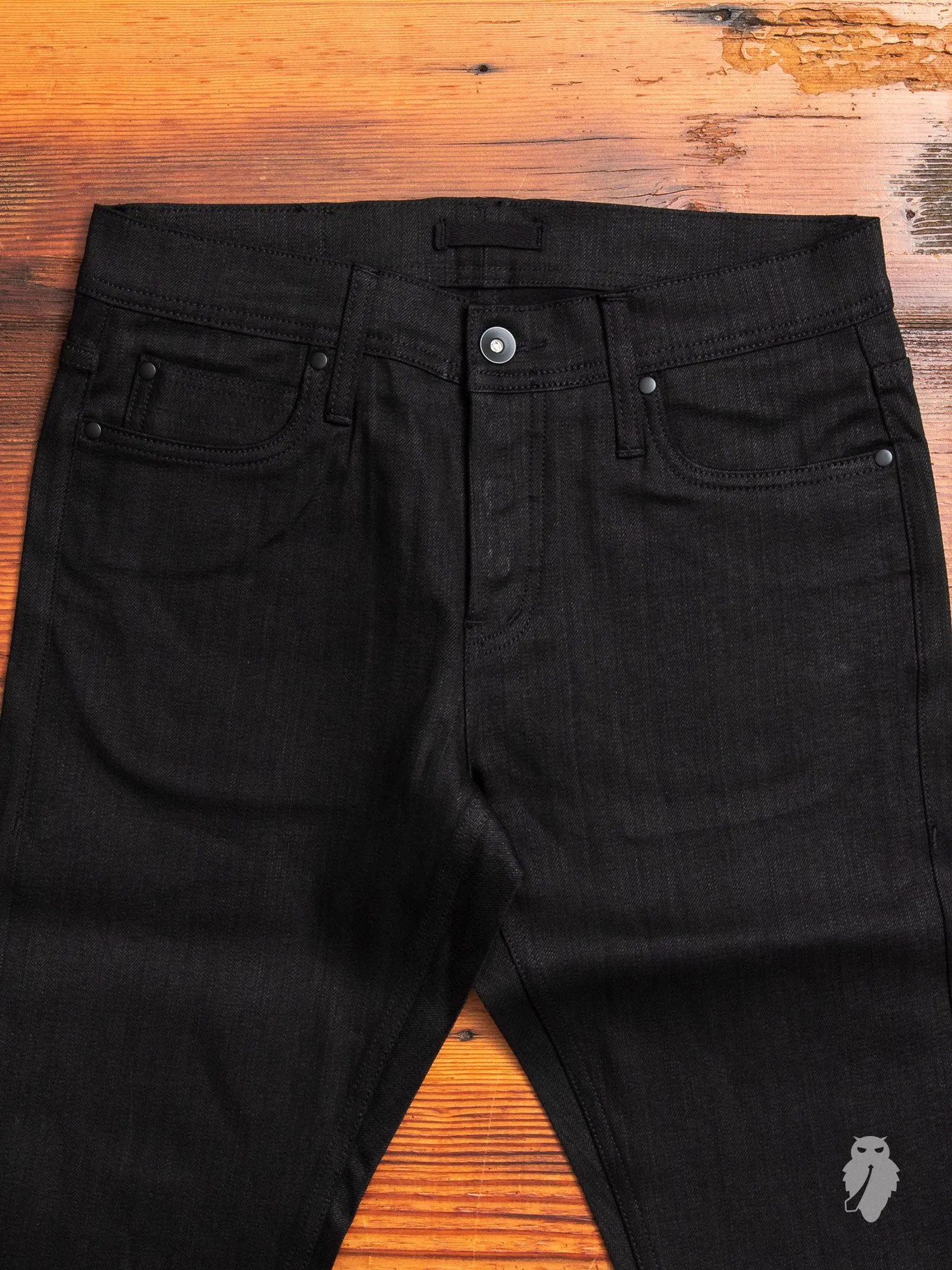 UB444 Black Stretch Selvedge Denim - Tight Fit