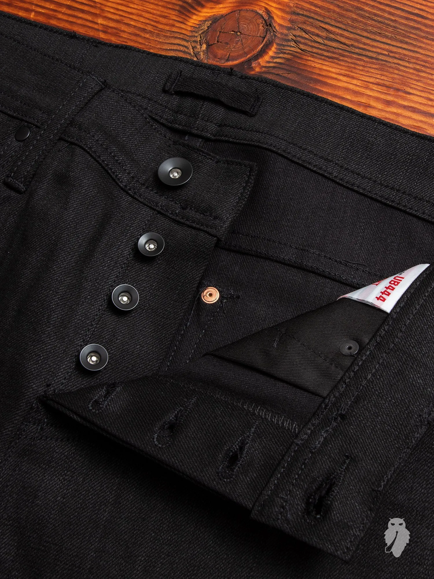 UB444 Black Stretch Selvedge Denim - Tight Fit