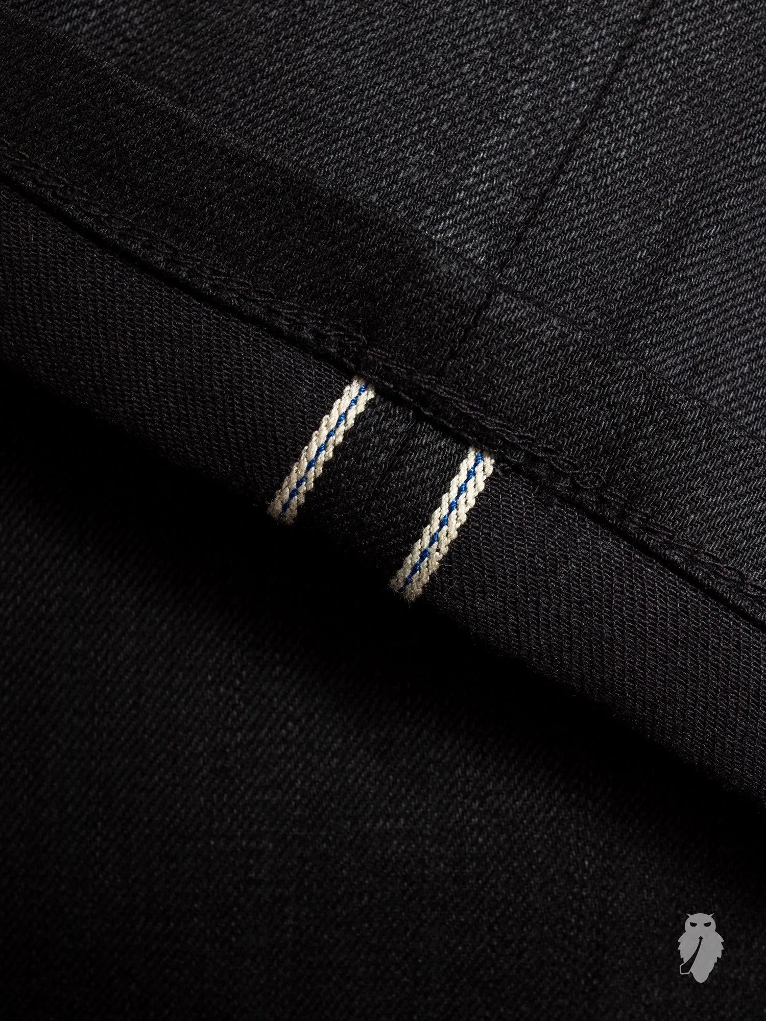 UB444 Black Stretch Selvedge Denim - Tight Fit