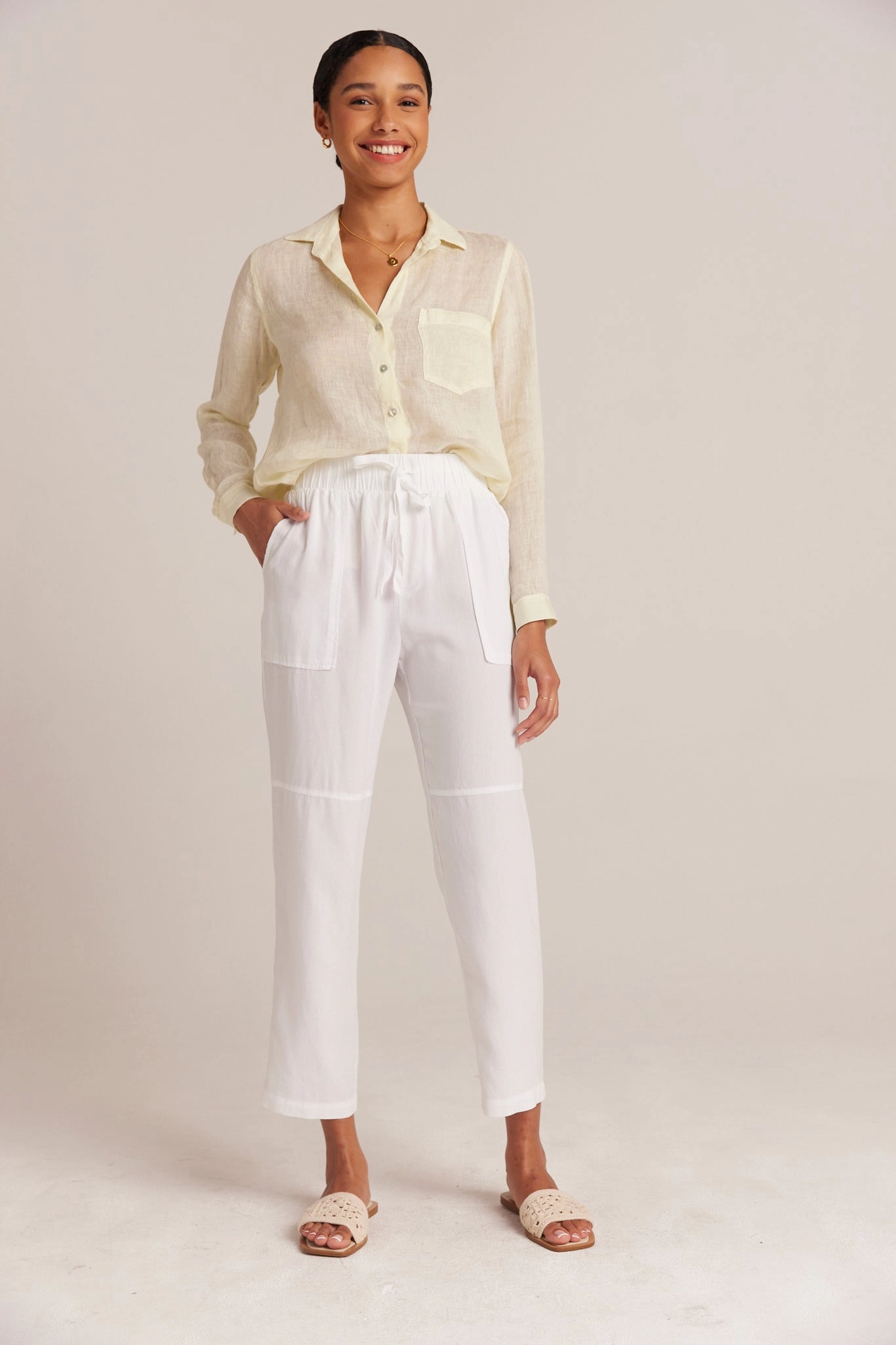 Utility Tie Waist Trouser - White