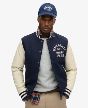 Varsity Chain Stitch Bomber | Atlantic Navy