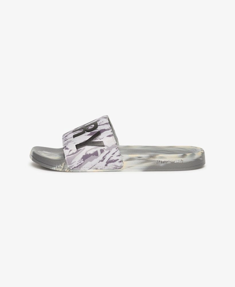 Vegan Camo Pool Slides | Ice Grey Tiger Camo