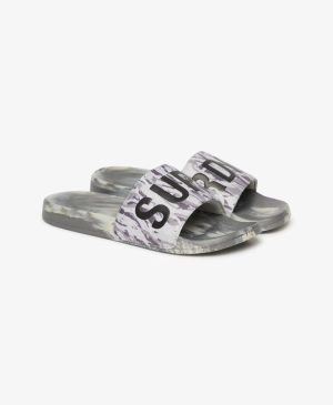 Vegan Camo Pool Slides | Ice Grey Tiger Camo