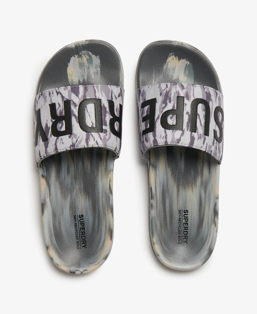 Vegan Camo Pool Slides | Ice Grey Tiger Camo