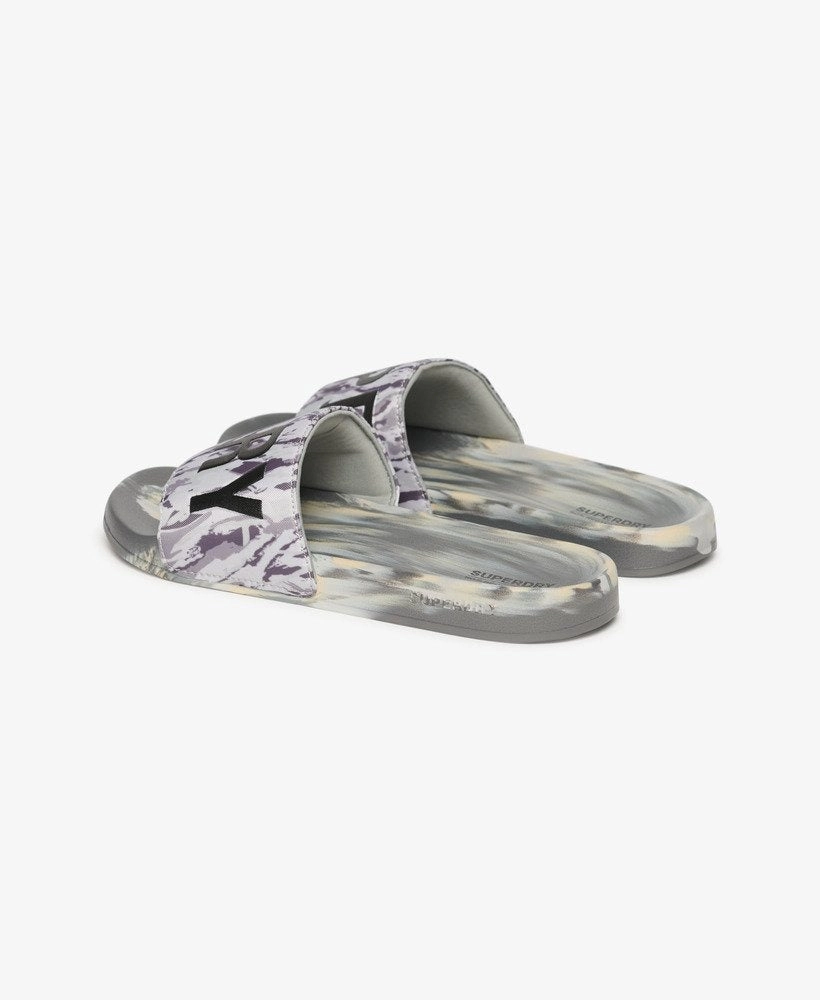 Vegan Camo Pool Slides | Ice Grey Tiger Camo