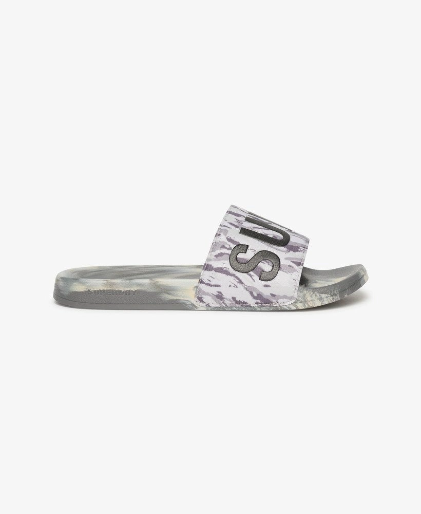 Vegan Camo Pool Slides | Ice Grey Tiger Camo