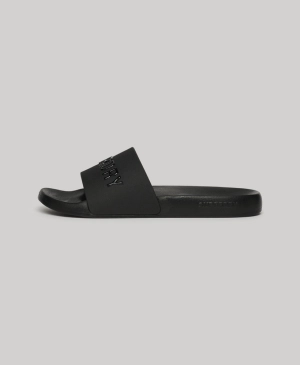 Vegan Logo Pool Sliders | Black/Black