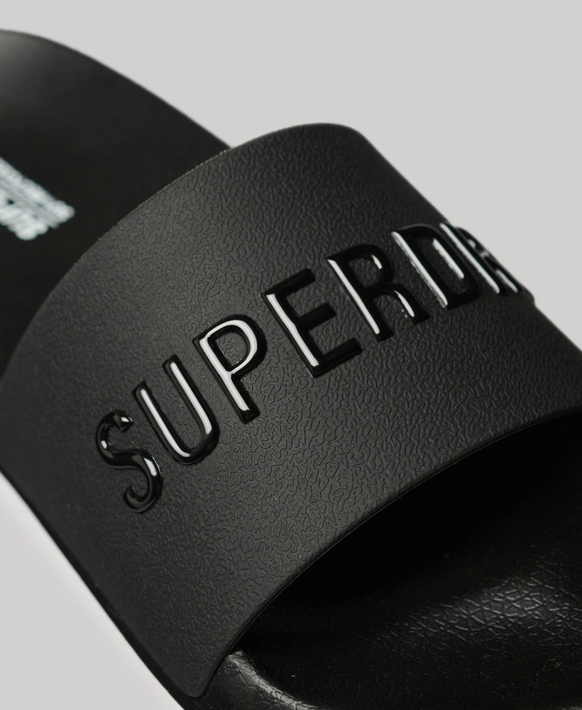 Vegan Logo Pool Sliders | Black/Black