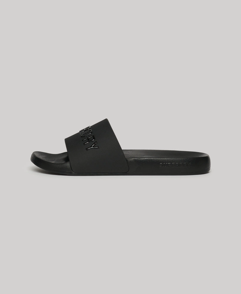 Vegan Logo Pool Sliders | Black/Black