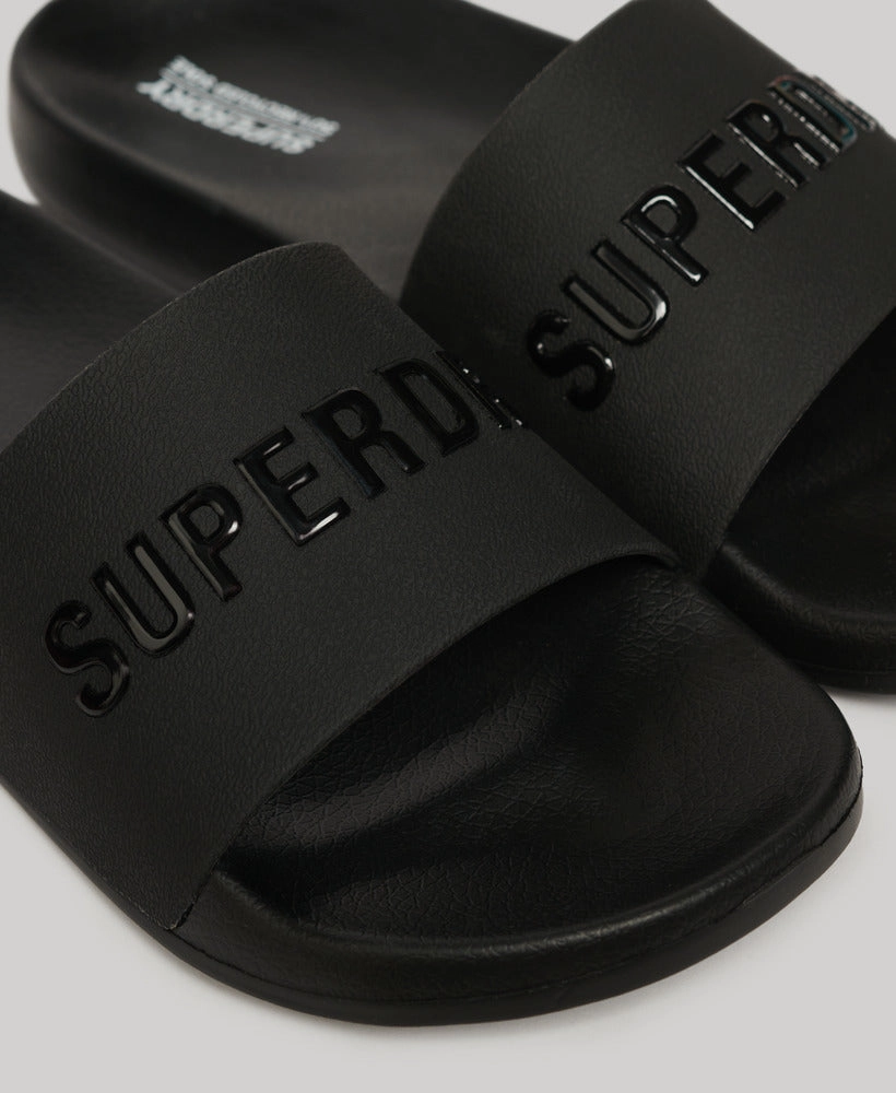 Vegan Logo Pool Sliders | Black/Black
