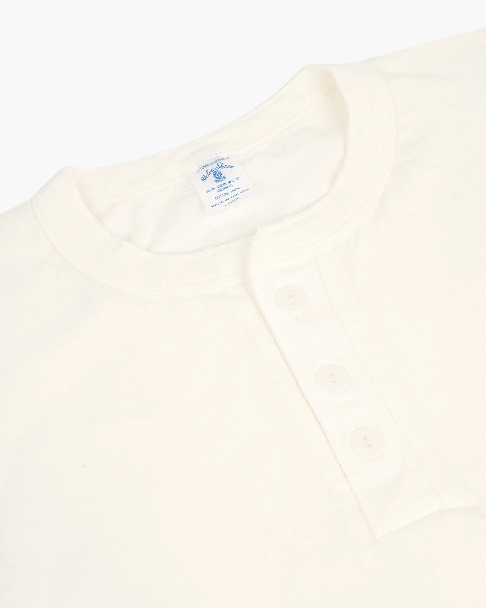 Velva Sheen 14/1 Pigment S/S Henley Tee - Off White
