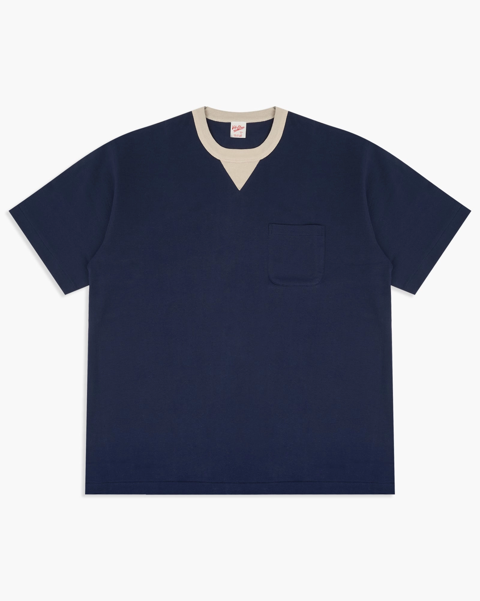 Velva Sheen Made In Japan 2-Tone S/S Pocket Tee - Navy / Off White