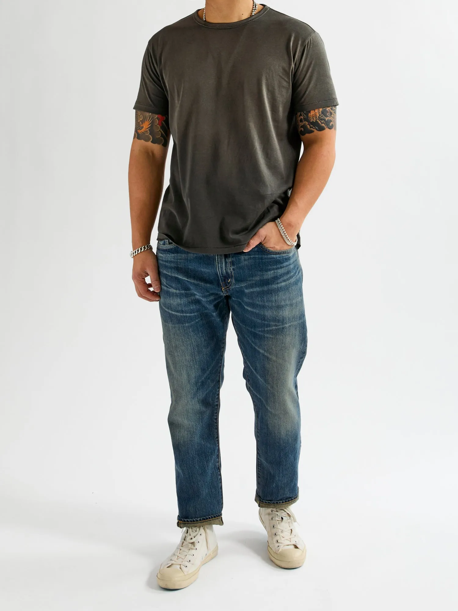 Vintage Knit T-Shirt in Squire Brown Black
