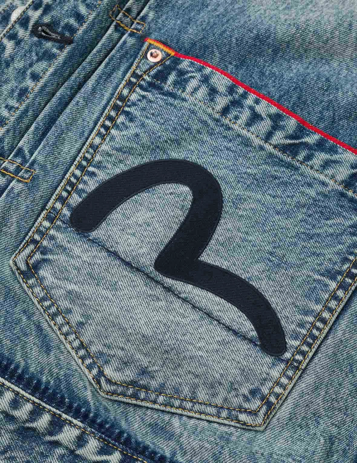 Washed Seagull Appliqué Embroidery Relax Fit Denim Jacket