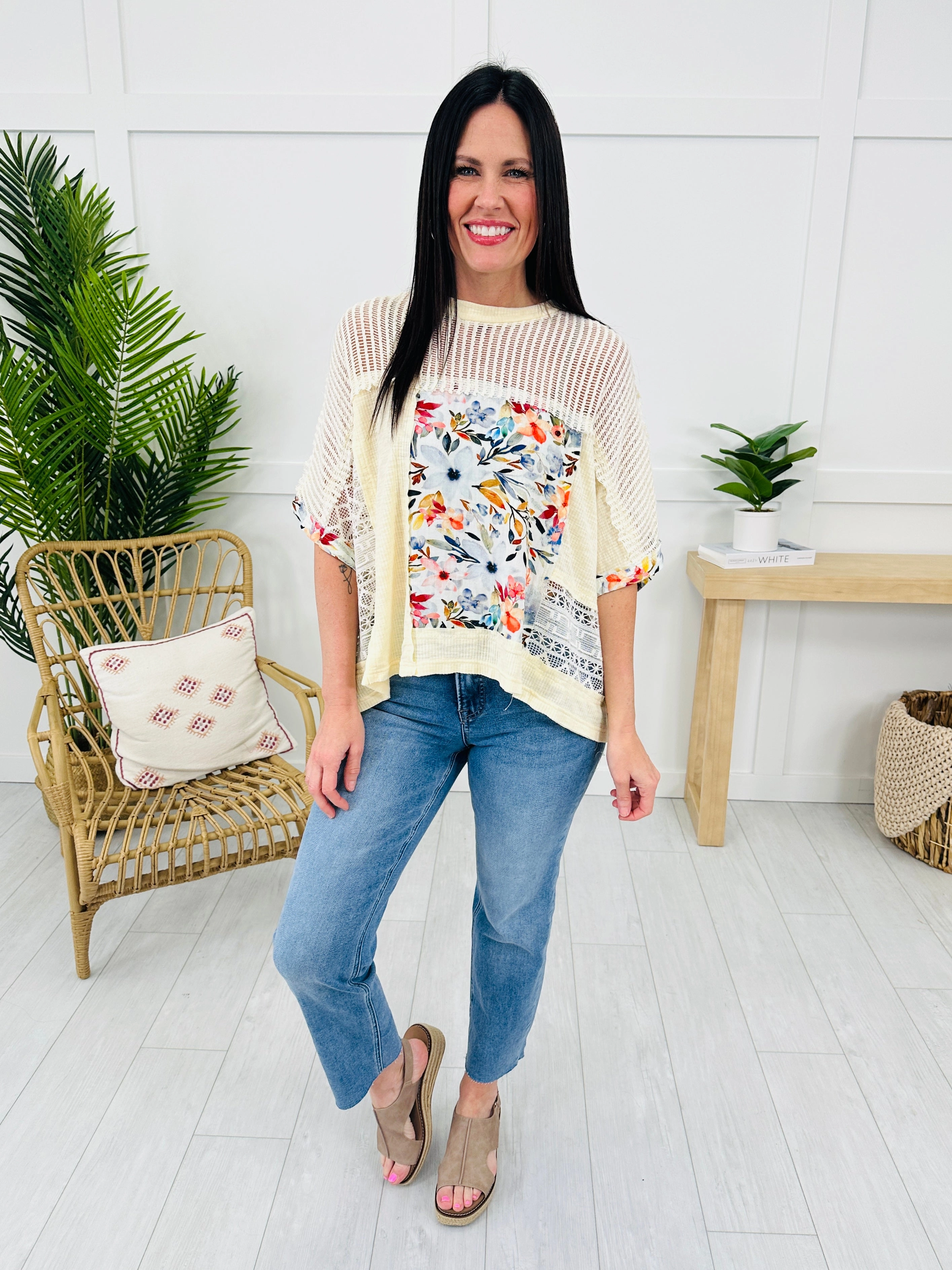 Watercolor Whimsy Top In Cream