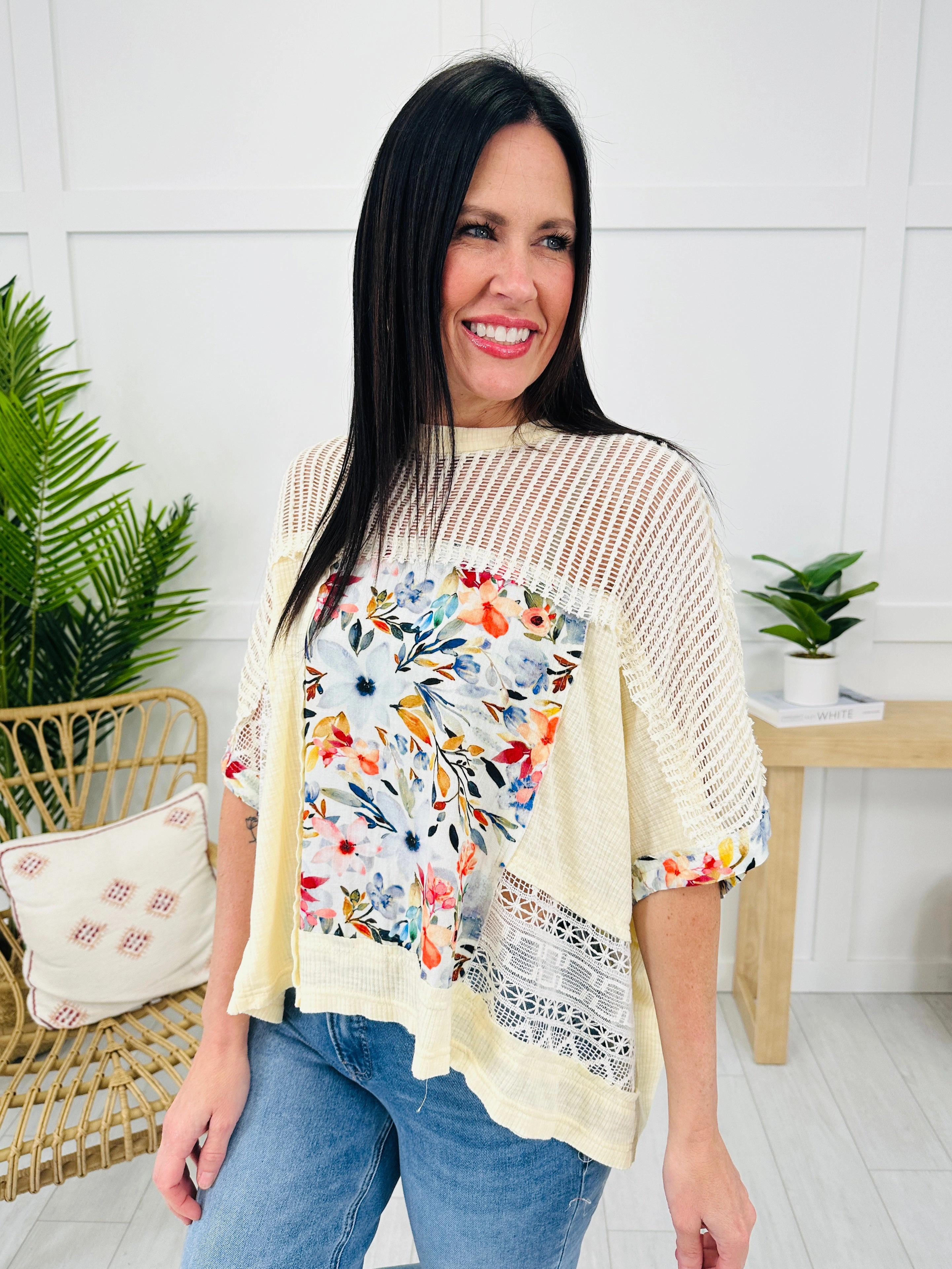 Watercolor Whimsy Top In Cream