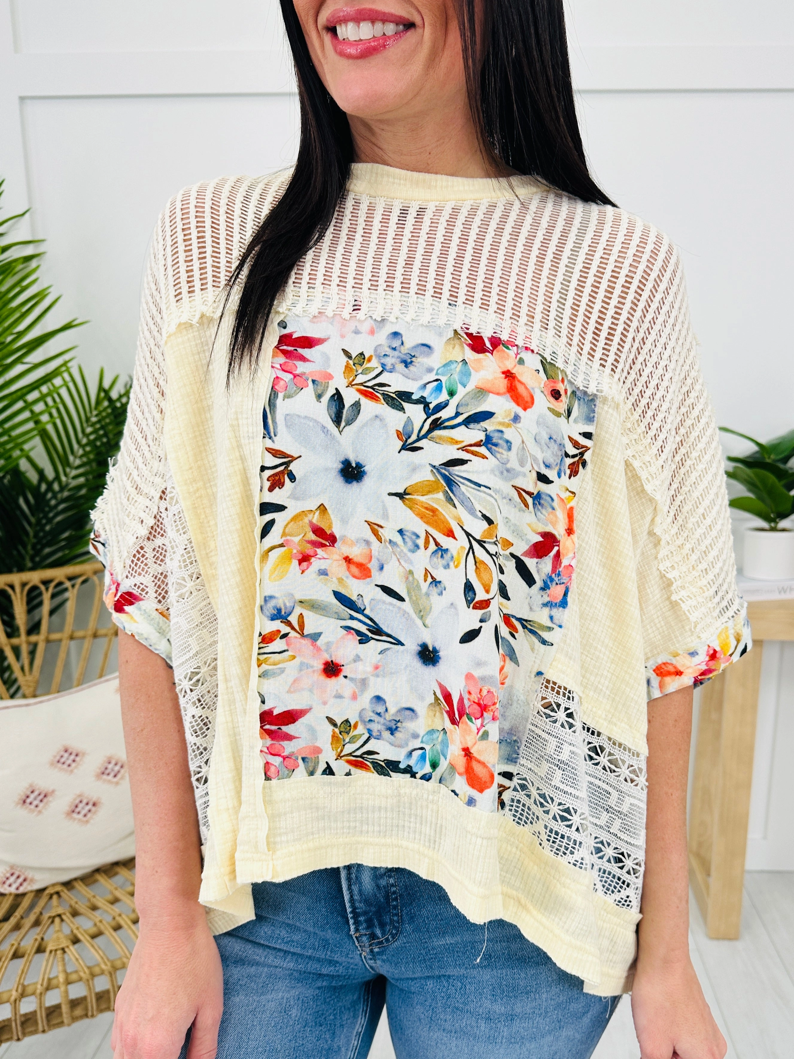 Watercolor Whimsy Top In Cream