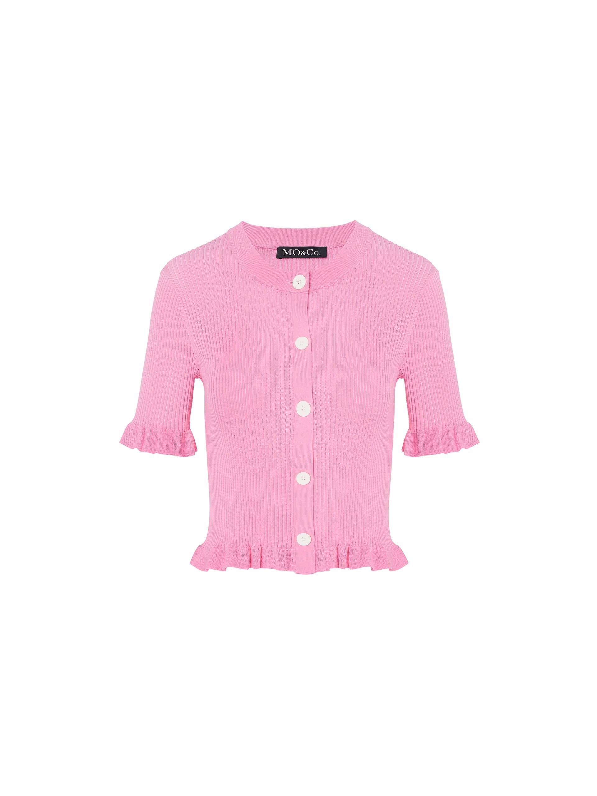 Wavy Trim Knit Cardigan