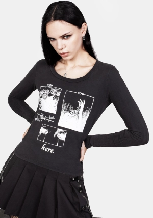 Wish Washed Black Scoop Neck T-Shirt