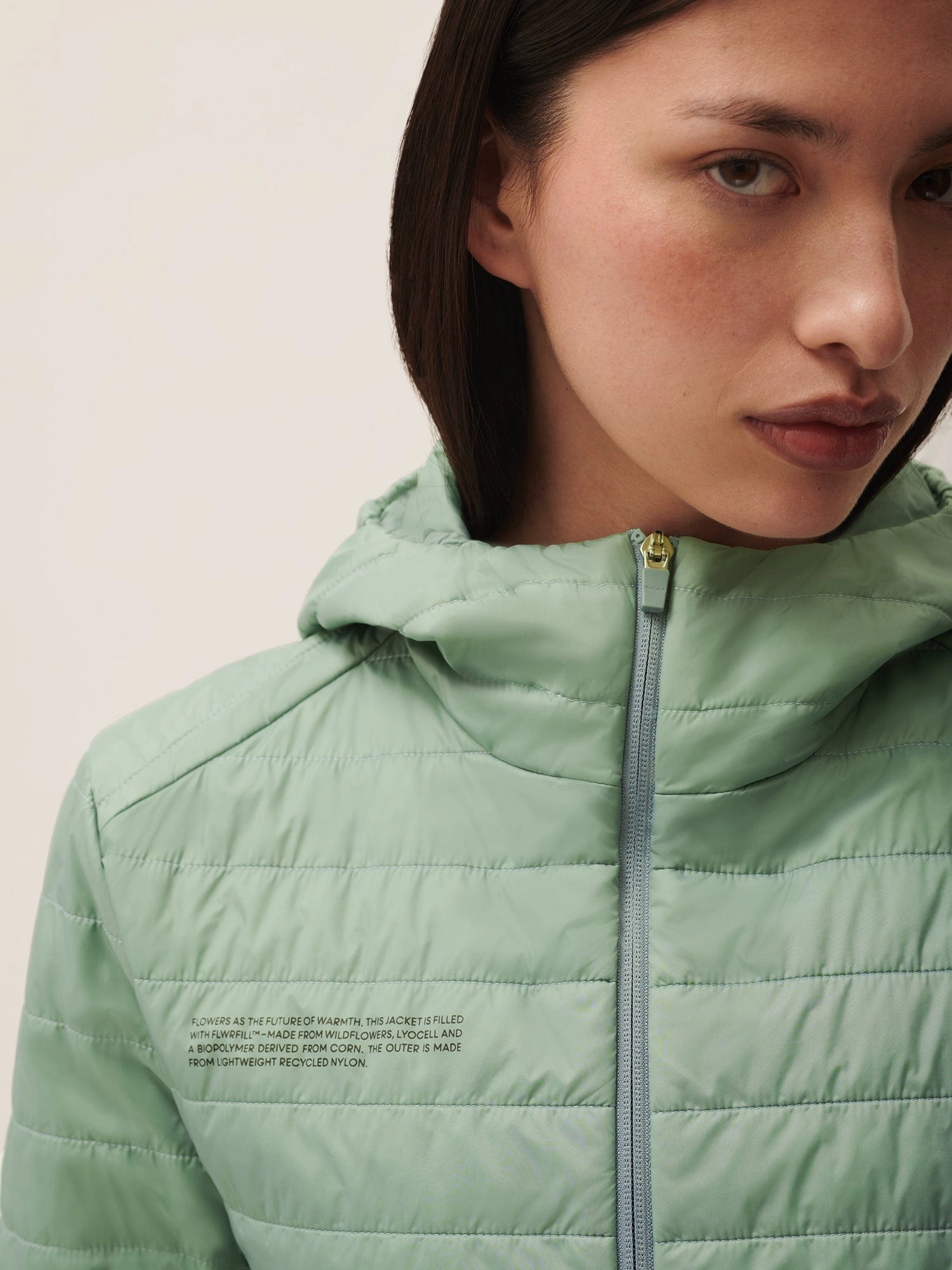 Womens Flower-Warmth Lite Jacket—Sage Green