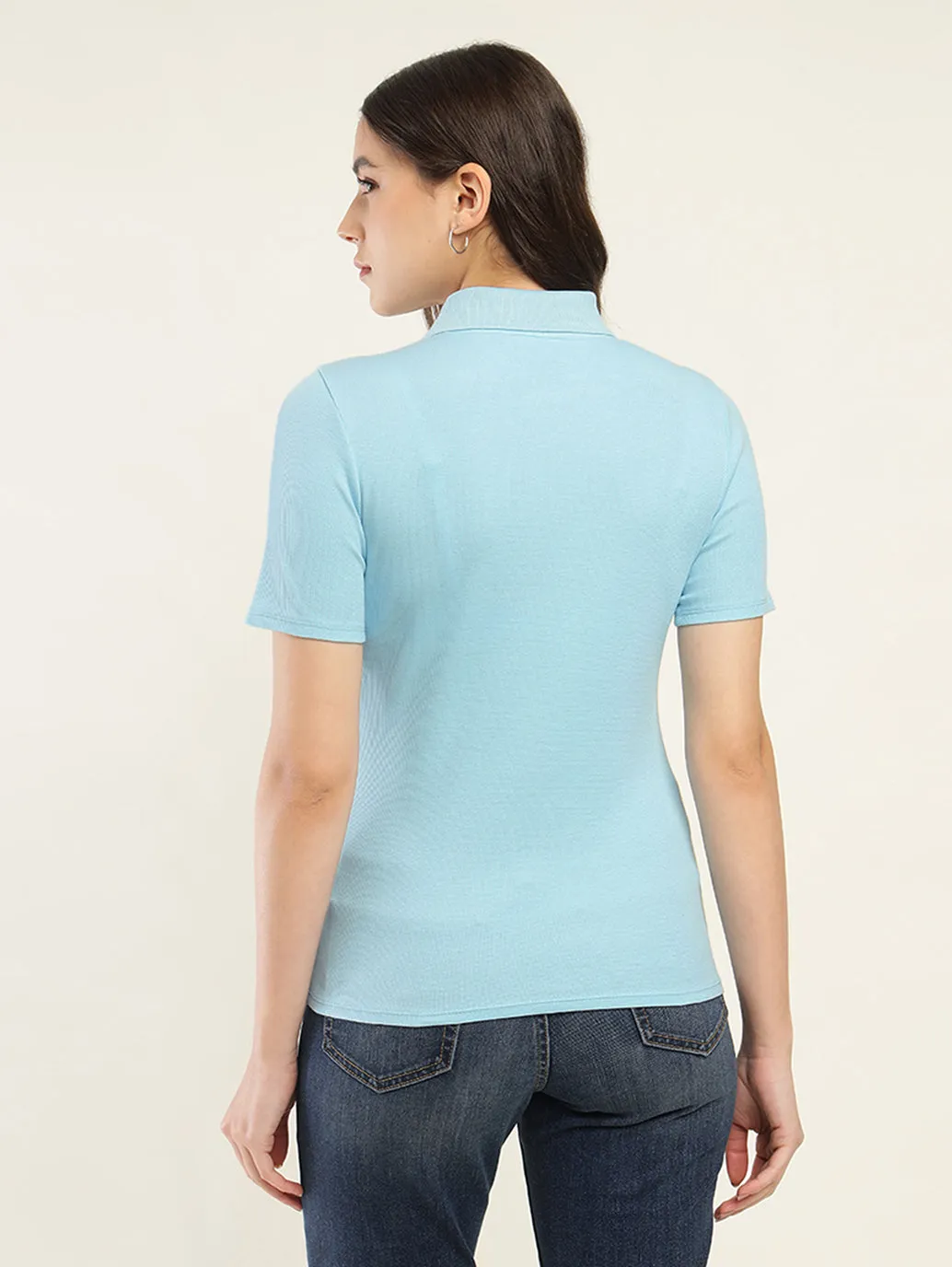 Women's Solid Slim Fit Polo T-Shirt