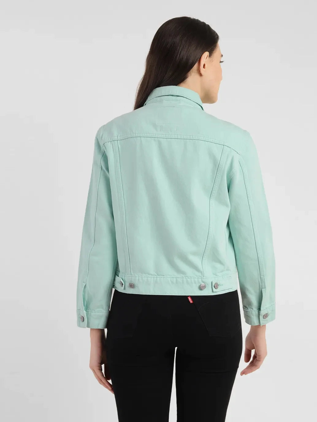 Women's Solid Spread Collar Denim Jacket