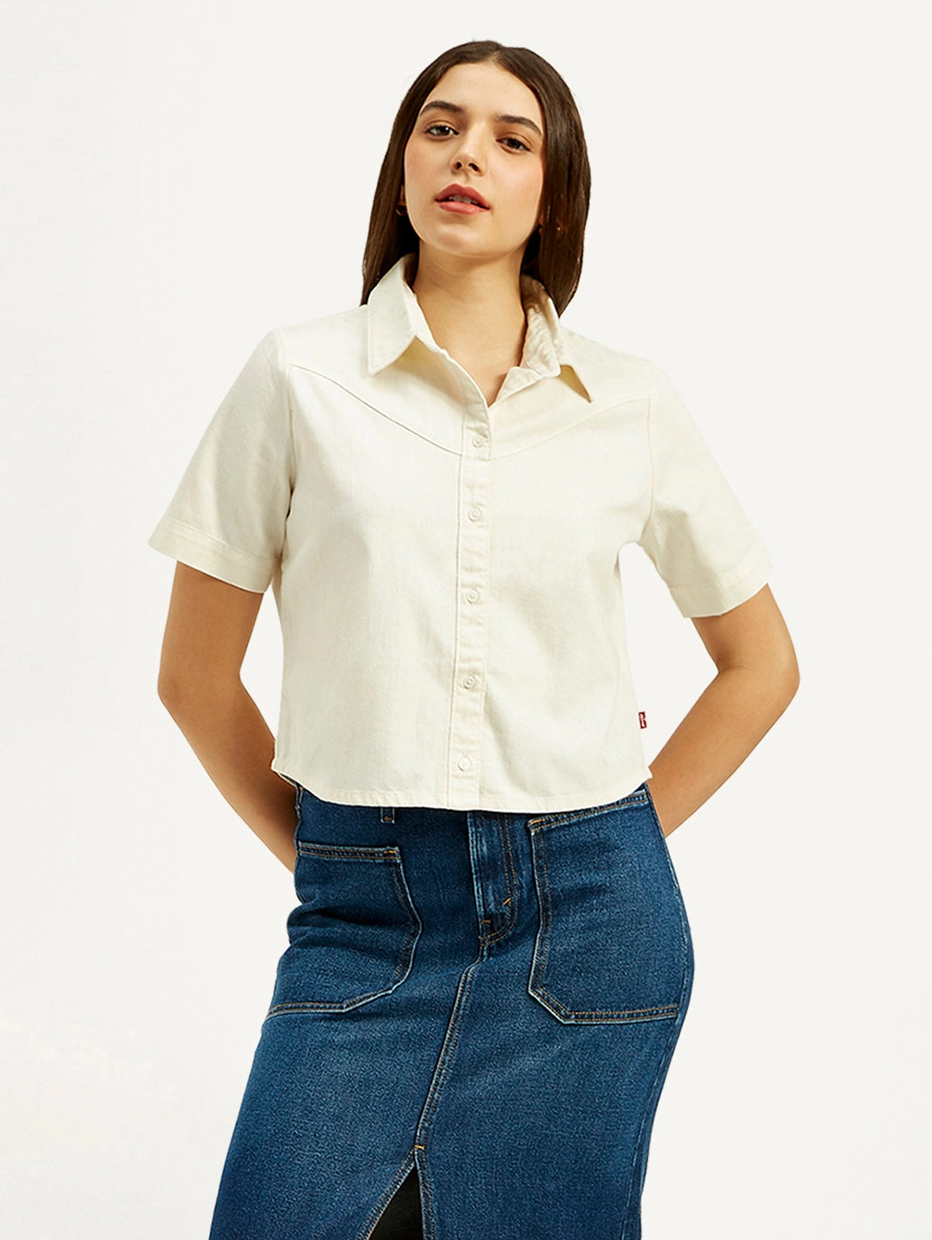 Women's Solid Spread Collar Shirt