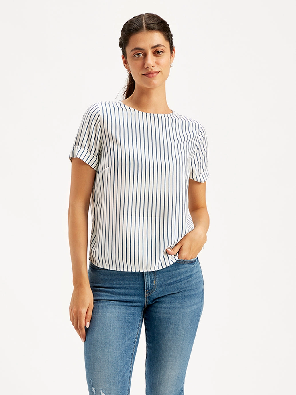 Women's Striped Round Neck Top
