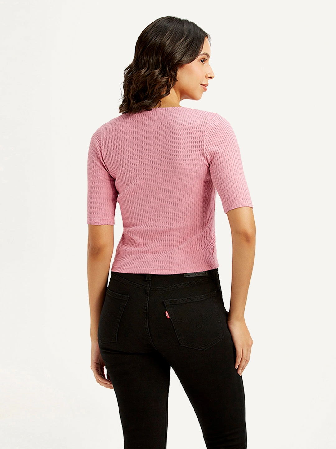 Women's Textured Pink Scoop Neck Top