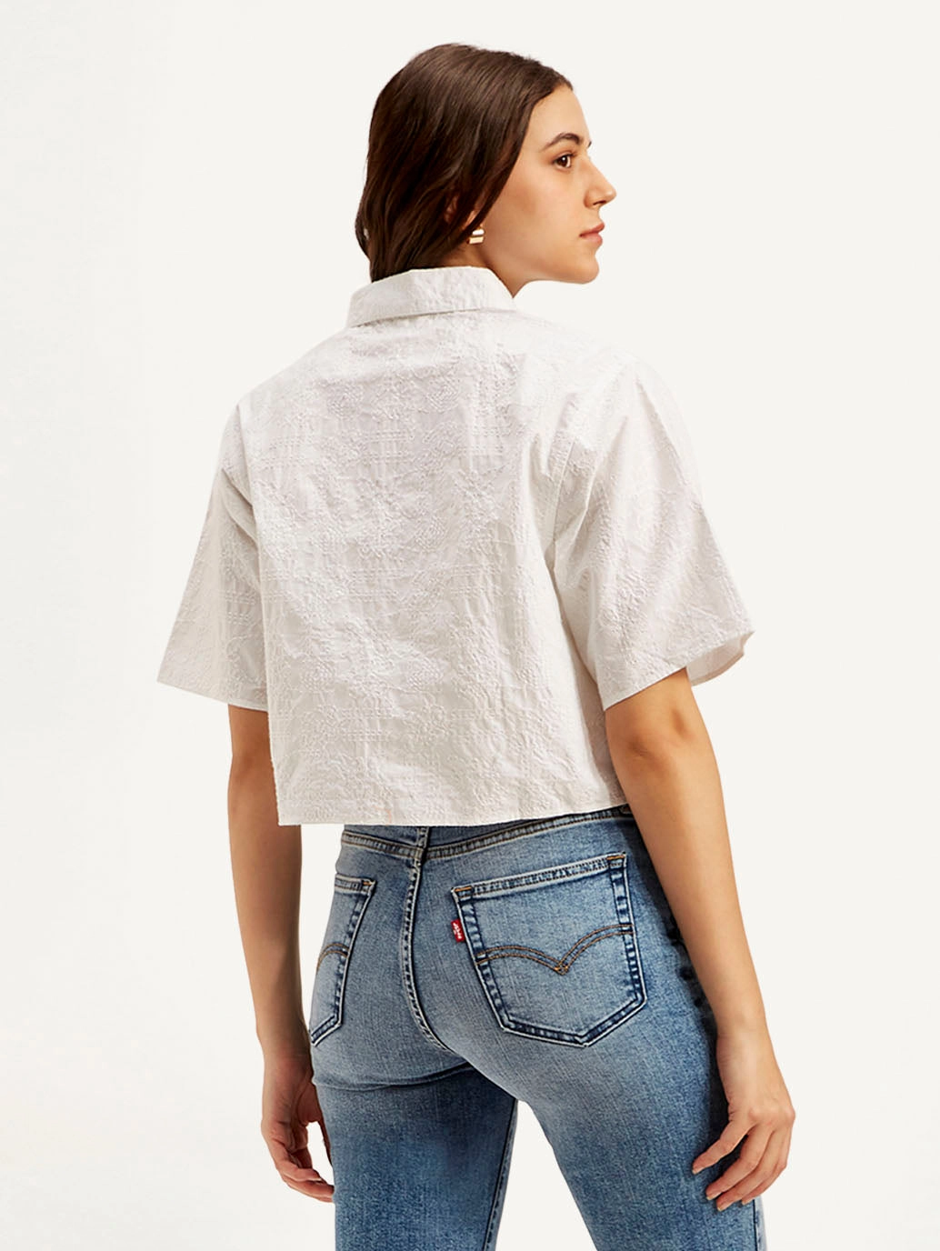 Women's Textured Spread Collar Shirt