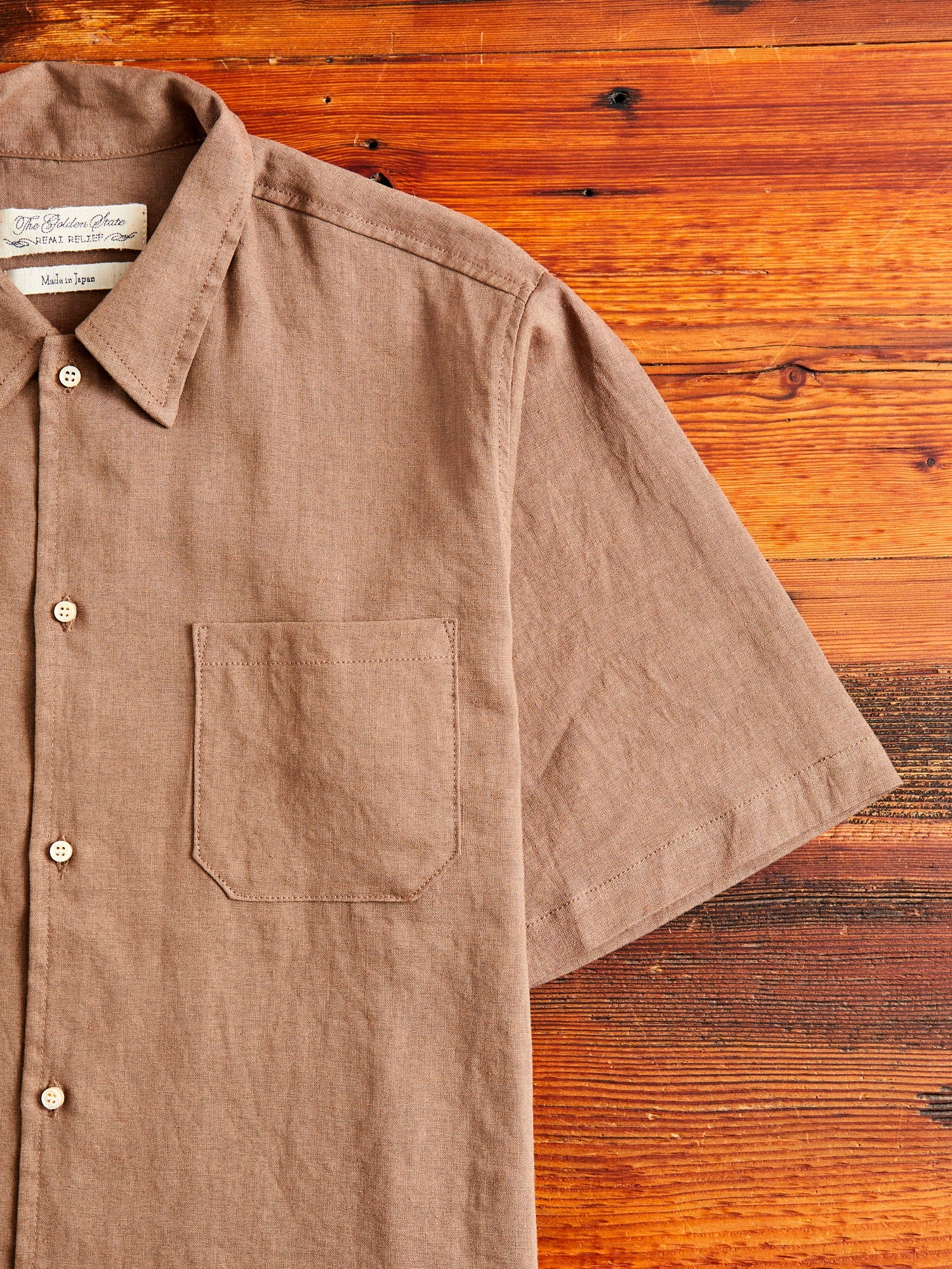 Wonder Linen Short-Sleeve Shirt in Brown